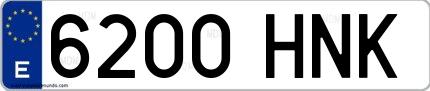 Ejemplo de matrícula española 6200 HNK