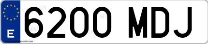 Ejemplo de matrícula española 6200 MDJ