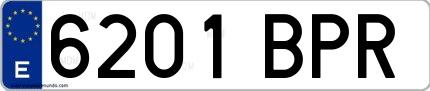 Ejemplo de matrícula española 6201 BPR