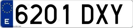 Ejemplo de matrícula española 6201 DXY