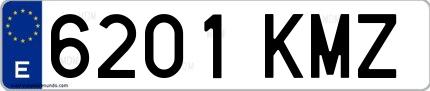 Ejemplo de matrícula española 6201 KMZ