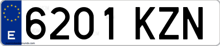 Ejemplo de matrícula de coche ordinaria 6201 KZN