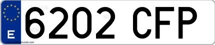 Ejemplo de matrícula española 6202 CFP