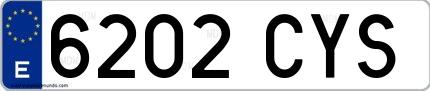 Ejemplo de matrícula española 6202 CYS