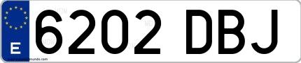 Ejemplo de matrícula española 6202 DBJ