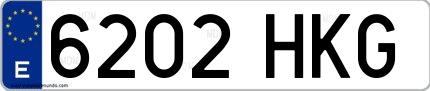 Ejemplo de matrícula española 6202 HKG