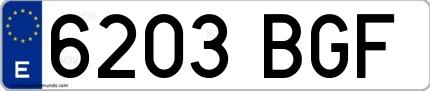 Ejemplo de matrícula española 6203 BGF