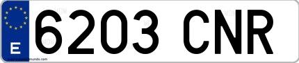 Ejemplo de matrícula española 6203 CNR