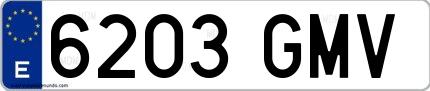 Ejemplo de matrícula española 6203 GMV
