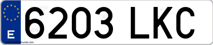 Ejemplo de matrícula de coche ordinaria 6203 LKC