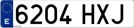 Ejemplo de matrícula española 6204 HXJ