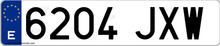 Ejemplo de matrícula de coche ordinaria 6204 JXW