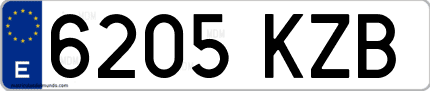 Ejemplo de matrícula de coche ordinaria 6205 KZB