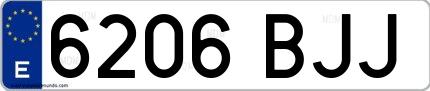 Ejemplo de matrícula española 6206 BJJ