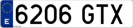 Ejemplo de matrícula española 6206 GTX