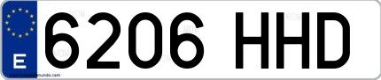 Ejemplo de matrícula española 6206 HHD