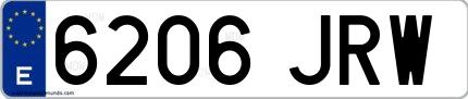 Ejemplo de matrícula española 6206 JRW
