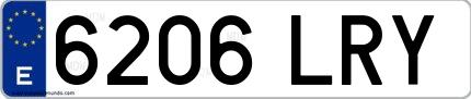 Ejemplo de matrícula española 6206 LRY
