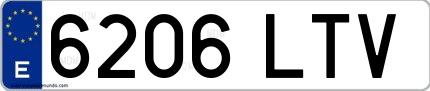 Ejemplo de matrícula española 6206 LTV