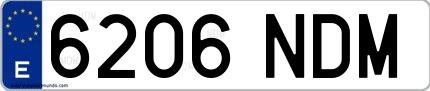 Ejemplo de matrícula española 6206 NDM