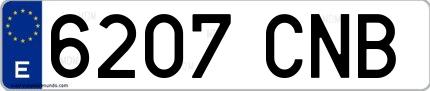 Ejemplo de matrícula española 6207 CNB