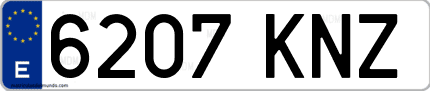Ejemplo de matrícula de coche ordinaria 6207 KNZ