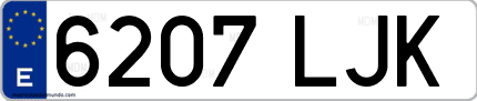 Ejemplo de matrícula de coche ordinaria 6207 LJK
