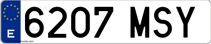 Ejemplo de matrícula de coche ordinaria 6207 MSY