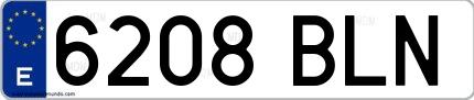 Ejemplo de matrícula española 6208 BLN