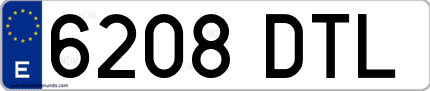 Ejemplo de matrícula de coche ordinaria 6208 DTL