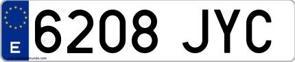 Ejemplo de matrícula española 6208 JYC