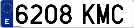 Ejemplo de matrícula española 6208 KMC