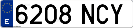 Ejemplo de matrícula de coche ordinaria 6208 NCY