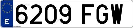 Ejemplo de matrícula española 6209 FGW
