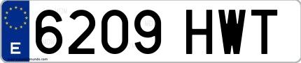 Ejemplo de matrícula española 6209 HWT