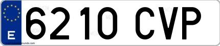 Ejemplo de matrícula española 6210 CVP