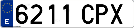 Ejemplo de matrícula de coche ordinaria 6211 CPX