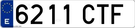 Ejemplo de matrícula española 6211 CTF