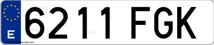 Ejemplo de matrícula española 6211 FGK