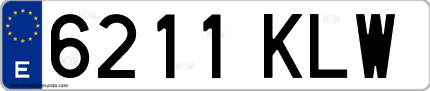 Ejemplo de matrícula de coche ordinaria 6211 KLW
