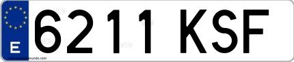 Ejemplo de matrícula española 6211 KSF