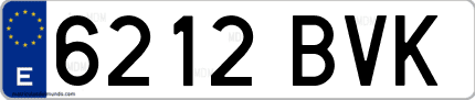Ejemplo de matrícula de coche ordinaria 6212 BVK