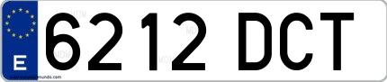 Ejemplo de matrícula española 6212 DCT