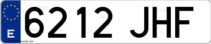 Ejemplo de matrícula española 6212 JHF