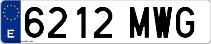 Ejemplo de matrícula española 6212 MWG