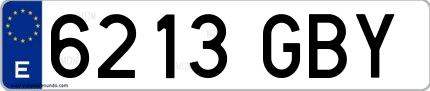 Ejemplo de matrícula española 6213 GBY