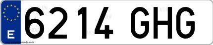 Ejemplo de matrícula española 6214 GHG