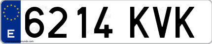 Ejemplo de matrícula de coche ordinaria 6214 KVK