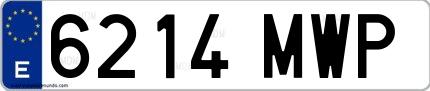 Ejemplo de matrícula española 6214 MWP