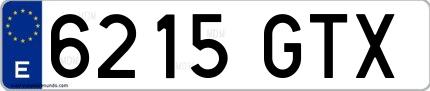 Ejemplo de matrícula española 6215 GTX